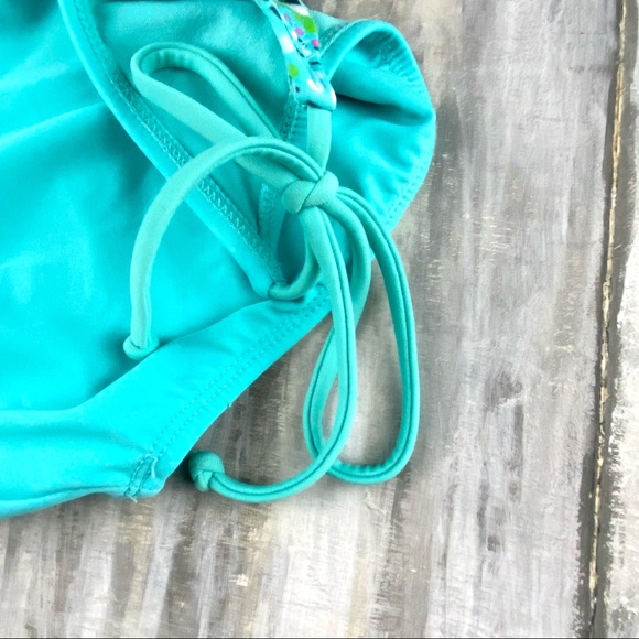 Xhilaration Boho Bikini Bottom Aqua Teal Floral Paisley Side Tie String Bikini L - Picture 7 of 10